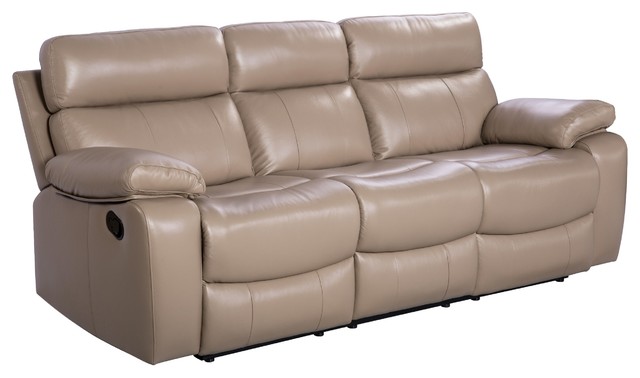 Abbyson Living Pederson Leather Reclining Sofa Beige Abbyson Living Pederson Leather