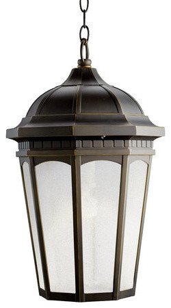 Courtyard One Light Outdoor Hanging Pendant in Rubbed Bronze