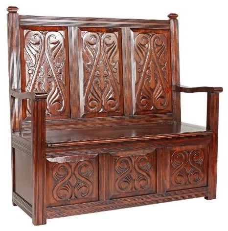 Historic Mahogany Monk S Bench Traditional Accent And Storage