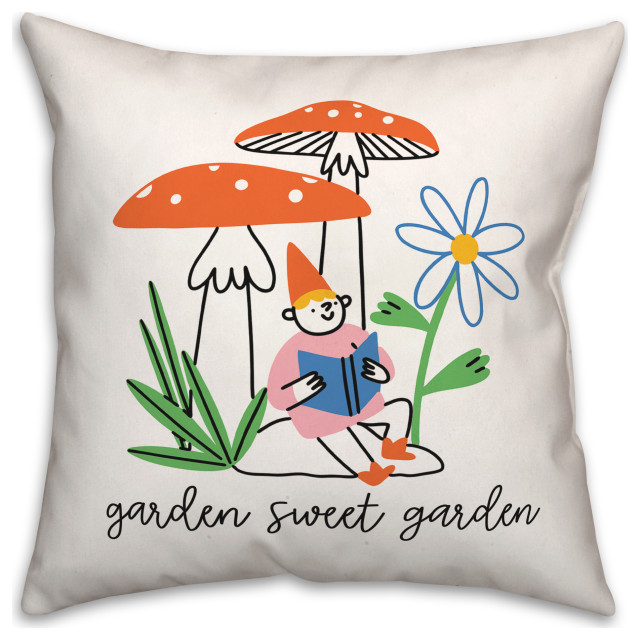 Garden Sweet Garden Gnome 3 20x20 Spun Poly Pillow, 20x20