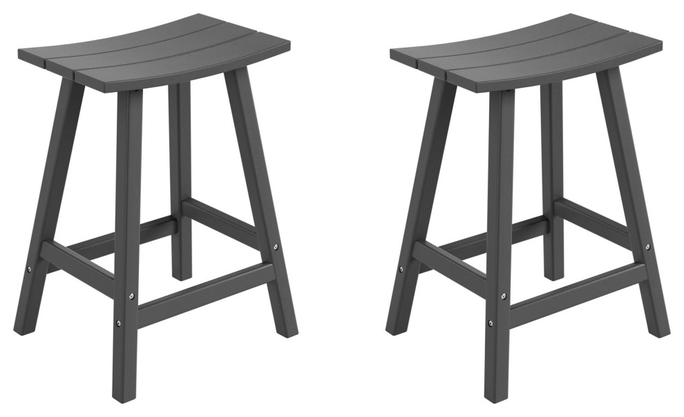 WestinTrends 2PC 24" Outdoor Adirondack Backless Counter Stool Set, Gray