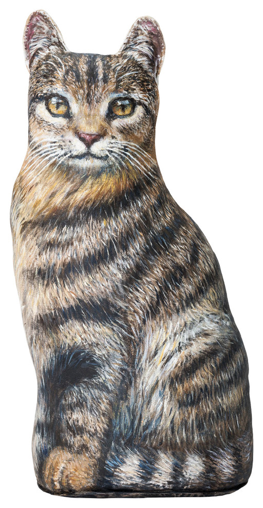 Amy's Tabby Cat Door Stop, Interior, Decorative Pillow Contemporary