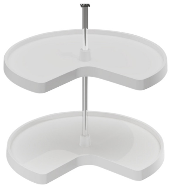 Dowell Lazy Susan Kidney Shape, 2 Tier, White, 32