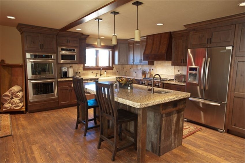 Inspiration for a rustic kitchen remodel in Denver
