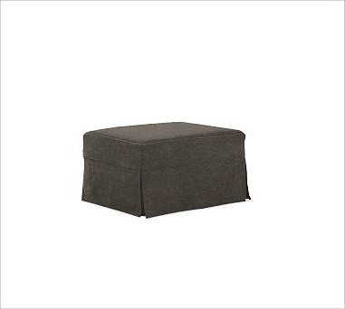 PB Comfort Ottoman, Polyester Wrap Cushions, Velvet Dark Heather Gray