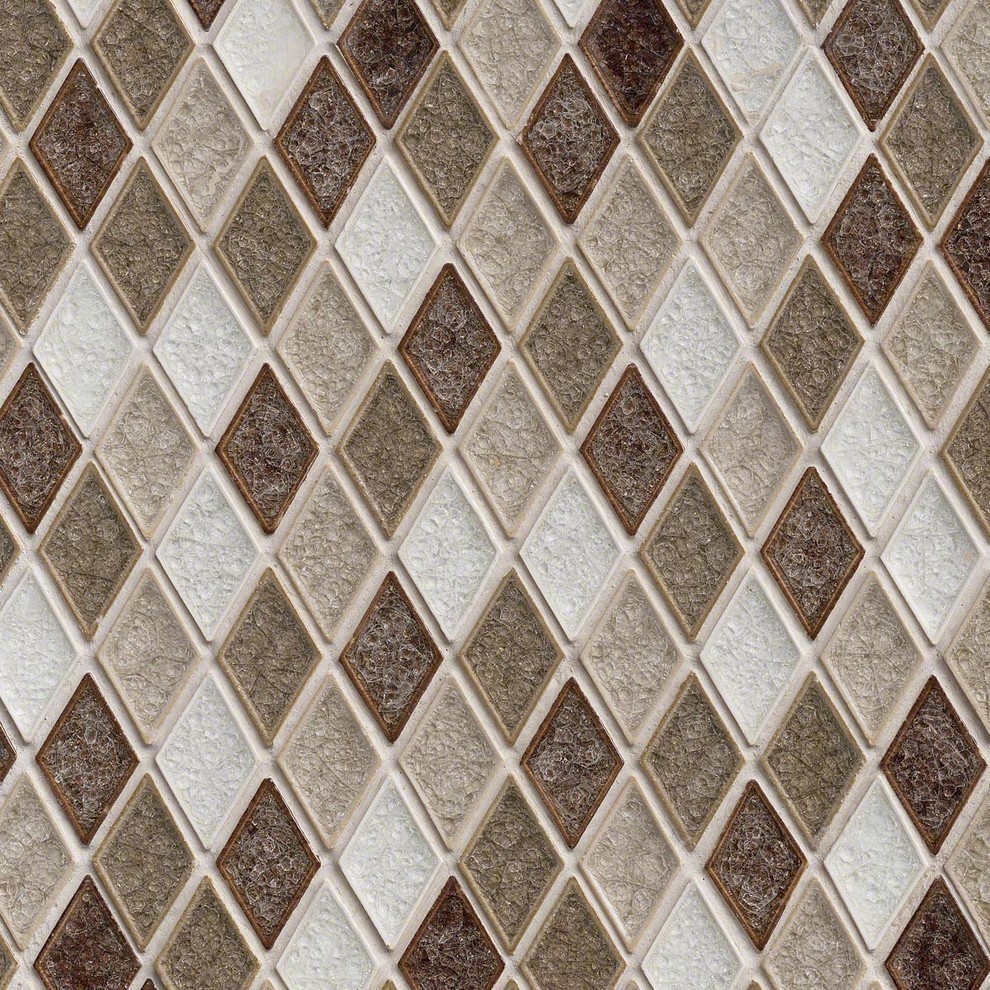 Saddle Canyon 1 Rhomboids 8 mm. Crackled Glass Mosaic Tiles, 12"x12", 50 Sq. ft.