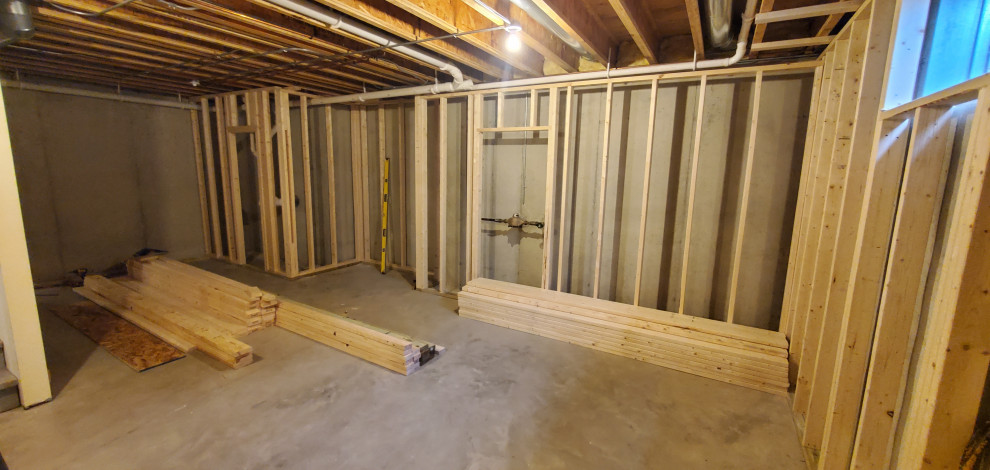 Finished basement framing process