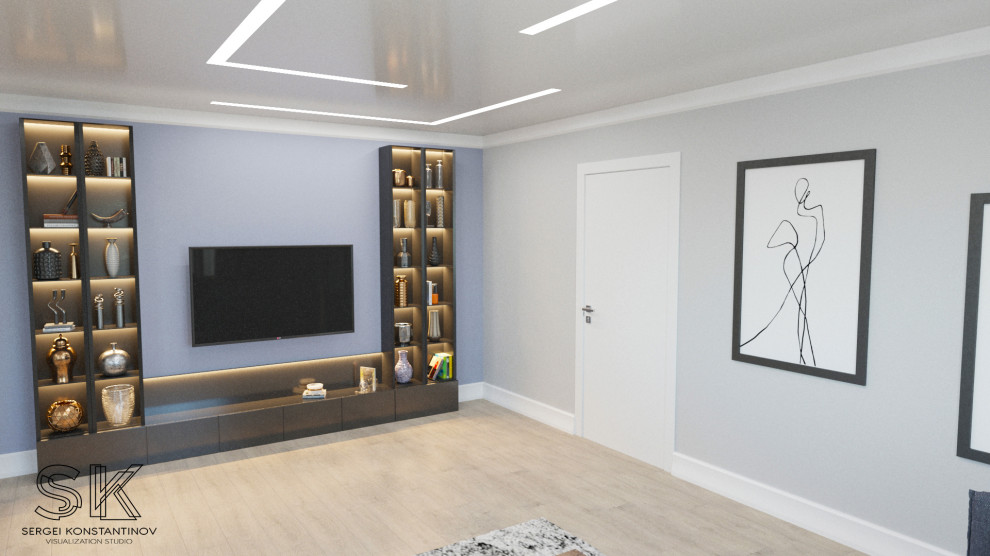 Просторная гостиная в небольшой квартире