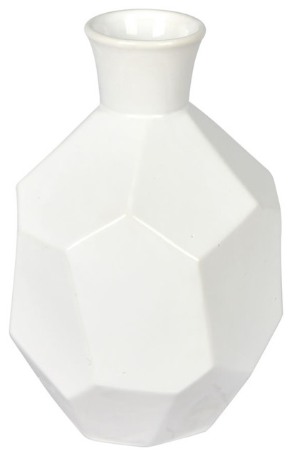 Vickerman 10" White Ceramic Geometric Bottle