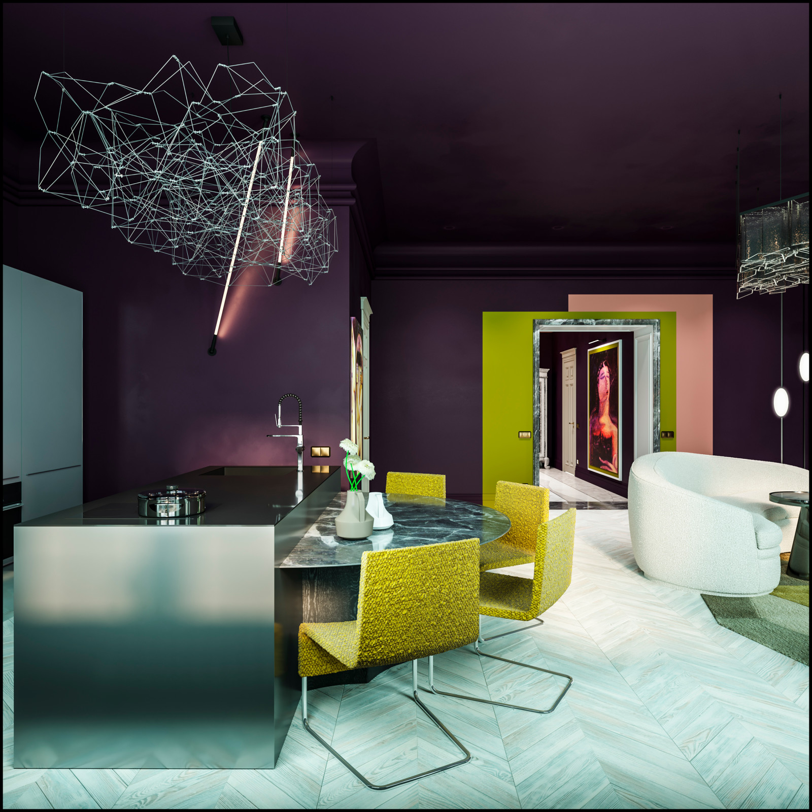 Дизайн не для всех в 3-хкомнатной сталинке 120 м2 на Малой Ордынке