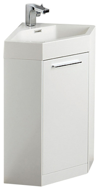 Coda 18" White Modern Corner Bathroom Vanity - Contemporary - Bathroom ...