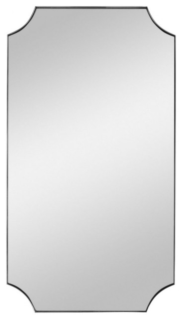 Modern Traditional Style Mirror Stainless Steel Frame Scalloped Corner