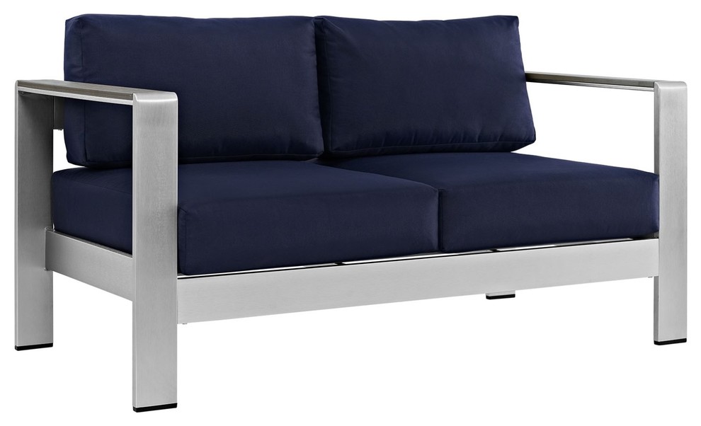 Modern Contemporary Urban Outdoor Patio Balcony Loveseat Sofa, Beige