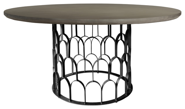 Gatsby Concrete And Metal Round Dining, Knox 72 Round Dining Table Storm Gray Reclaimed Wood