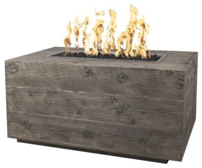 Catalina Concrete Wood Grain Fire Pit Ivory Match Lit Rustic