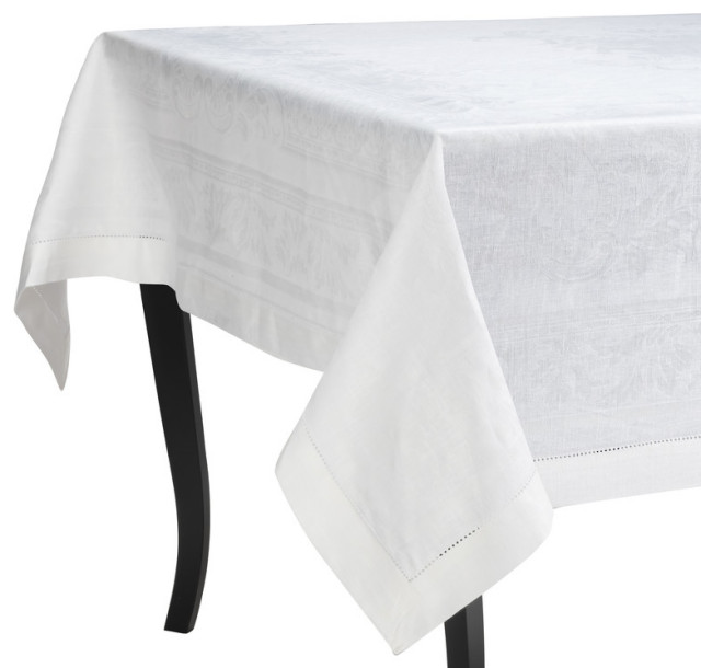 French Home Linen 71" x 71" Arboretum Tablecloth White Traditional