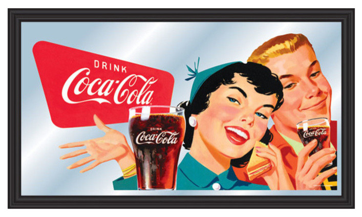 Coca-Cola Vintage Mirror Horizontal Couple Enjoying Coke