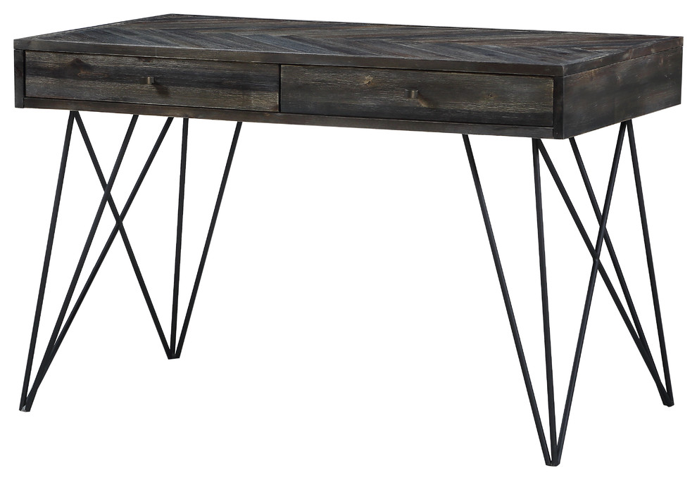 Aspen Court Herringbone 2Drawer Writing Desk Industrial Desks And
