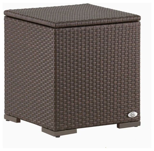 Serta Laguna Wicker Patio Storage Side Table in Brown Tropical