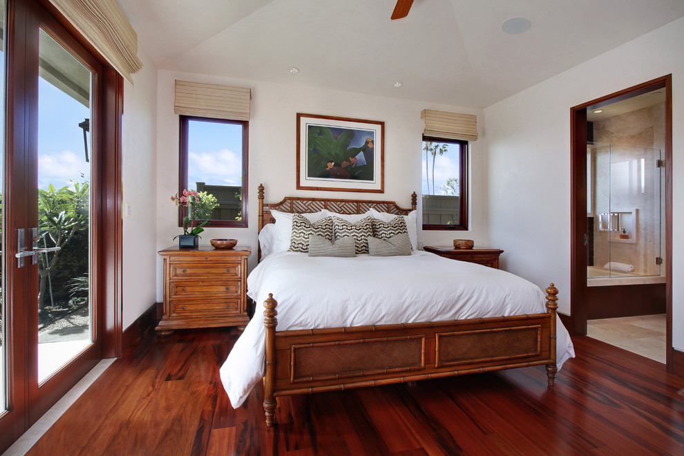 Photo of a traditional bedroom in Orange County with white walls.