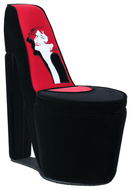 32 86 Glamor Black Red High Heel Storage Chair Eclectic 32 86 Glamor Black Red High Heel