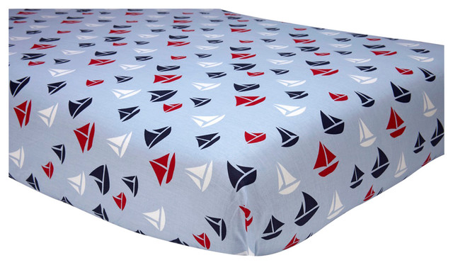 Hampton Sailboat Crib Sheet Beach Style Kids Sheets By Nojo