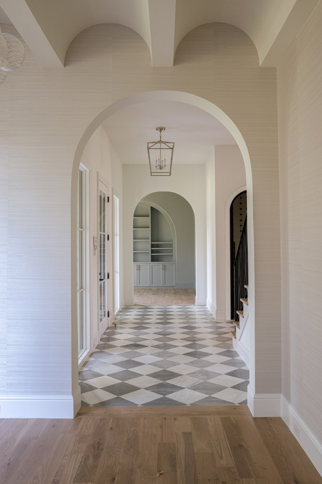 Example of a farmhouse hallway design in Dallas
