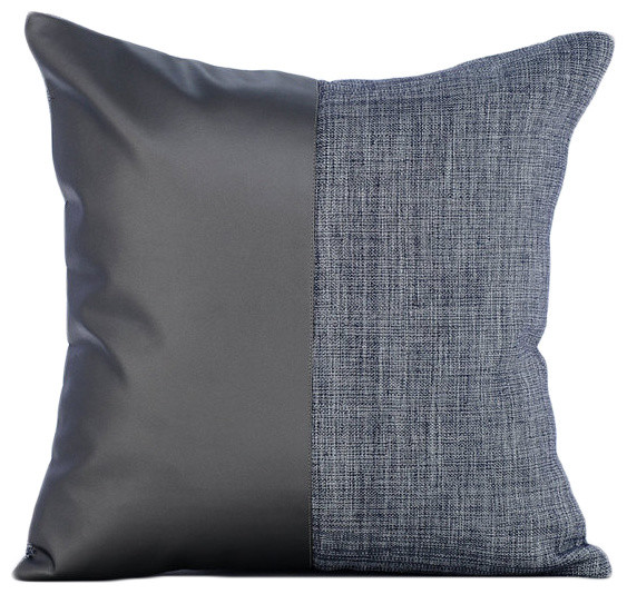 Faux Leather Gray Pillow Covers, Leather Pillow Covers