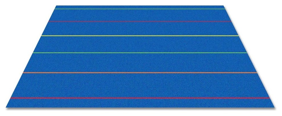 Straight Lines Multi On Blue Rug