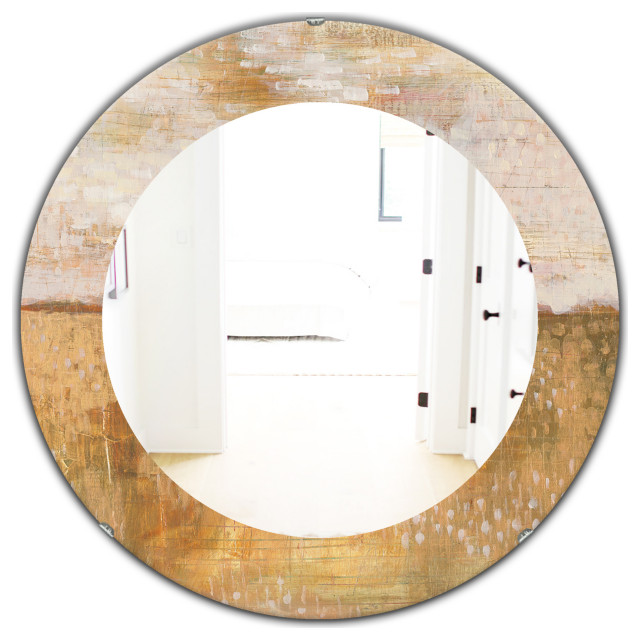 Designart Amber Horizon Traditional Frameless Oval Or Round Wall Mirror ...