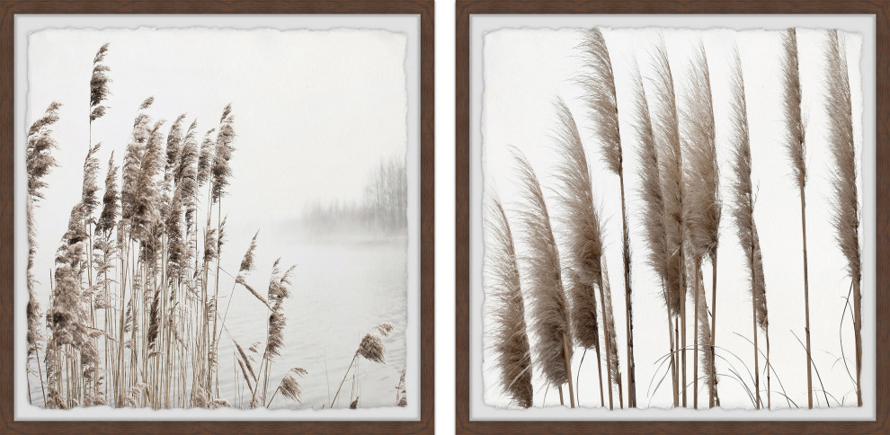 Feathery Blooms Diptych, 24"x12"