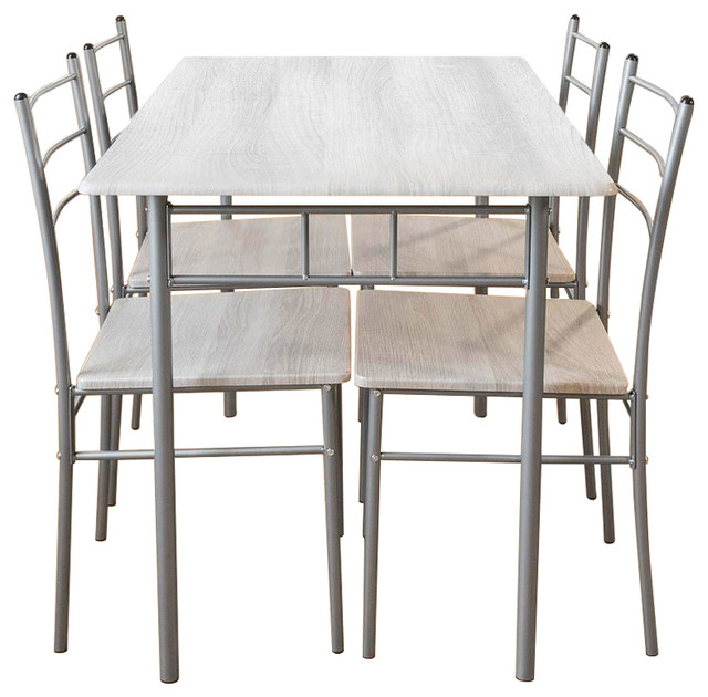 Modern Dinner Table And Chairs Solid Wood Steel Frame 5 Piece Set Modern Dinner Table And Chairs Solid Wood Steel Frame Chrome 5