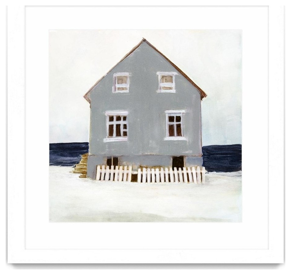 Giant Art 36x36 Beach Hut II Matted and Framed in White Beach Style Prints And Posters by