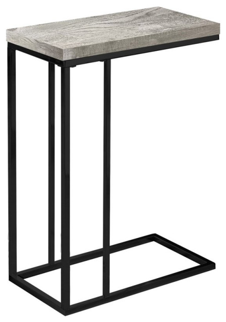 Accent Table C-shaped End Side Snack Living Room Bedroom Metal Grey