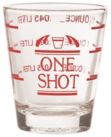 Clear Glass Professional "One Shot" Glass with Measurement Lines
