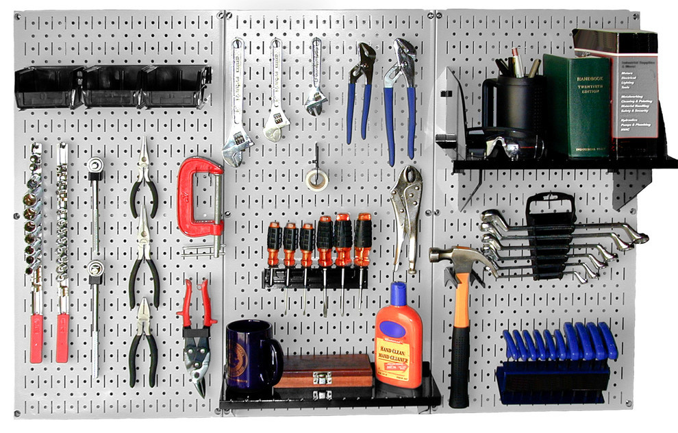 Pegboard Organizer Tool Storage Kit, Gray Toolboard and Black Accessories