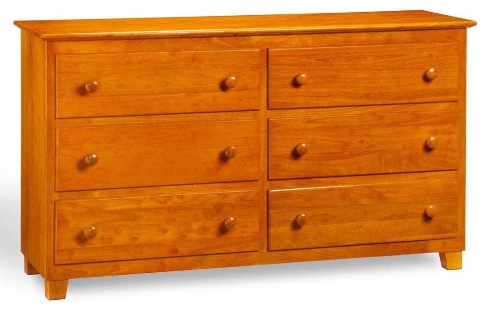 6Drawer 54" Dresser, Caramel Latte Finish Transitional Dressers