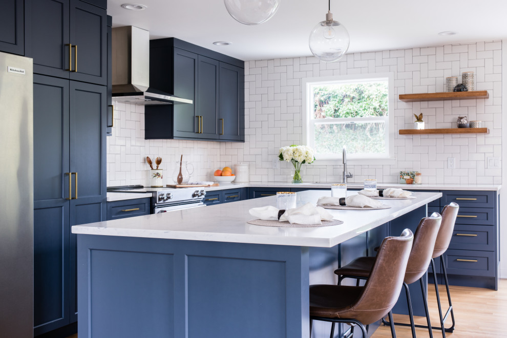 Trendy Blue Cottage - Transitional - Kitchen - Seattle - by Six Walls ...