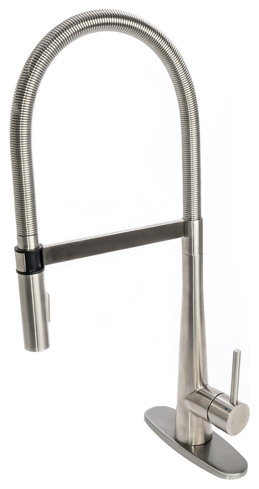 Solid Stainless Steel Gourmet Spring Kitchen Faucet with Deck Plate and ...