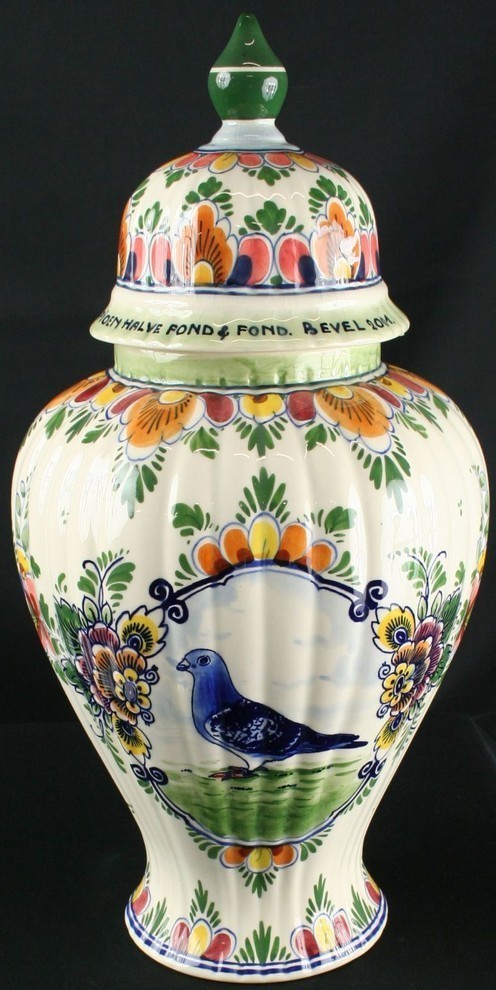 Consigned Vintage Hand-Painted Polychrome Delft Ginger