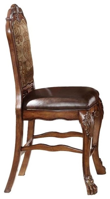 Acme Dresden Counter Height Chair Pu And Cherry Oak Victorian Acme Dresden Counter Height Chair Pu And Cherry Oak Victorian Bar Stools By Homesquare