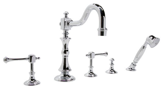 Anzzi Kitt Series 3 Handle Deck Mount Roman Tub Faucet With