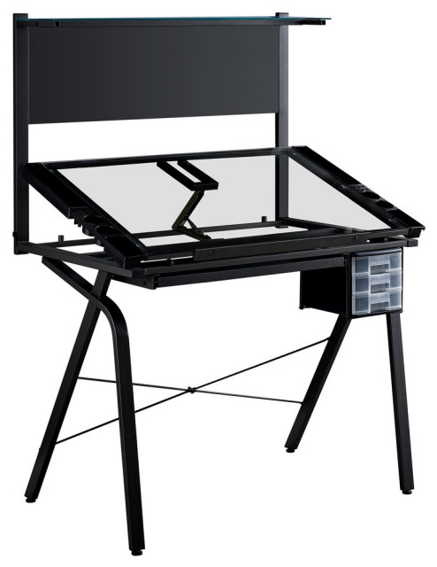 Monarch Metal And Glass And Plastic Drafting Tables Black Finish