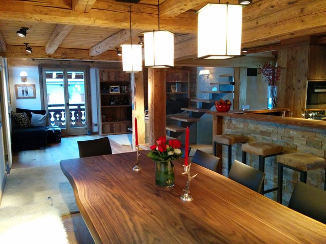 Chalet rustikt-spisestue