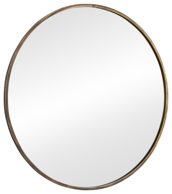 32" Round Metal Framed Mirror Contemporary Wall Mirrors by Beyond