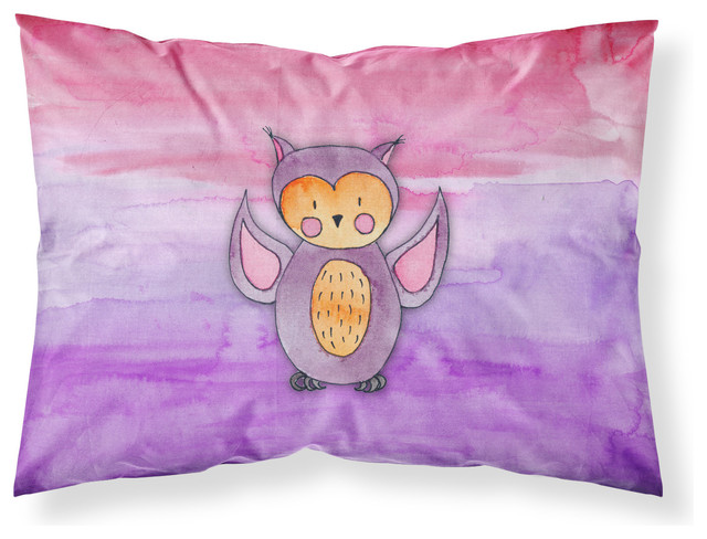 Pink And Purple Owl Watercolor Fabric Standard Pillowcase