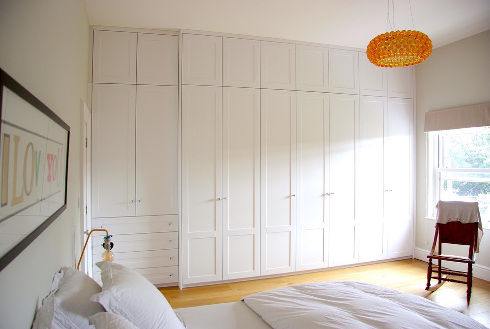 Custom made bedroom white hinged wardrobe