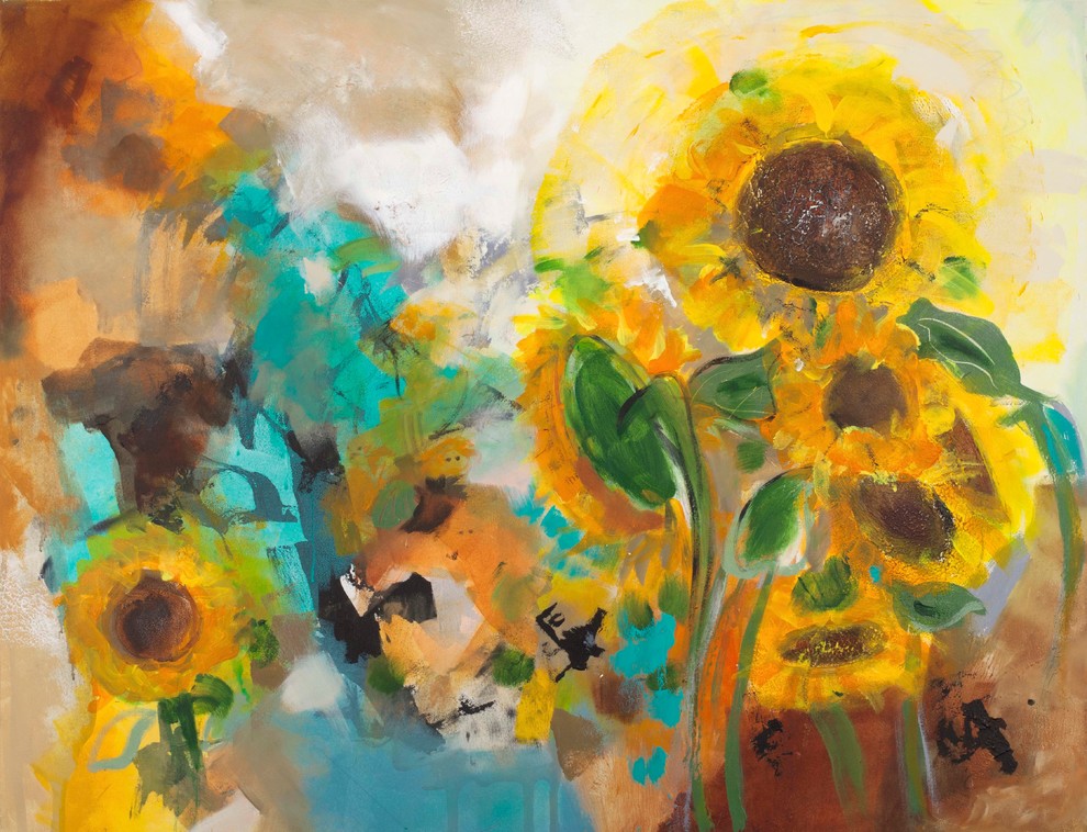 Contemporary Hand Painted Canvas Art-Sunflower 1"