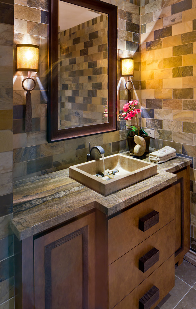Photo of a traditional bathroom in Phoenix with a vessel sink.