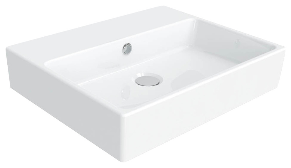 Simple 50.40B.00 Bathroom Sink, Ceramic White, No Faucet Hole